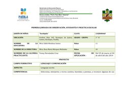 PRIMERA JORNADA DE OBSERVACIÓN, AYUDANTÍA Y PRÁCTICA ESCOLAR 
PROYECTO 
CAMPO FORMATIVO 
LENGUAJE Y COMUNICACIÓN 
ASP
