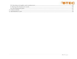 IV. Develop strengths and weaknesses.........................................................................................