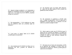 10.
Algunos amigos acudieron a un restaurante a 
festejar el cumpleaños de Rocío. Si pagaron $ 71.50 
cada  uno  y  la  cuent