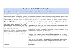 Early Childhood Studies: Field Education Activity Plan 
Name:   Duy Hoa (Jenny) Lam                               Date:   F