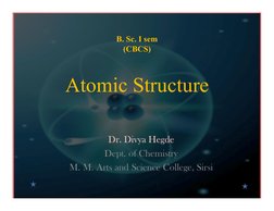 B. Sc. I sem 
(CBCS) 
 
Atomic Structure 
Dr. Divya Hegde 
Dept. of Chemistry 
M. M. Arts and Science College, Sirsi 
