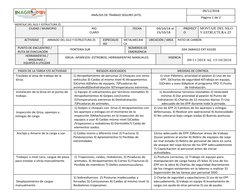 ANÁLISIS DE TRABAJO SEGURO (ATS)
09/11/2018
Página 1 de 2
  MONTAJE DEL SILO Y ESTRUCTURA Z5
CIUDAD / MUNICIPIO
RIO
CLARO
FEC