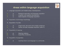 Areas within language acquisition
Areas within language acquisition
1)
1) Language acquisition and related areas of developme