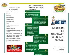 INDUCCION 
DE 
SEGURIDAD Y 
SALUD EN EL 
TRABAJO 
Identifique el tipo de amenaza: 
• Incendios.  
• Explosiones.  
• Emergen