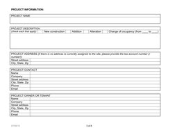 PROJECT INFORMATION:
PROJECT NAME
PROJECT DESCRIPTION
(check each that apply)
New construction
Addition
Alteration
Change of
