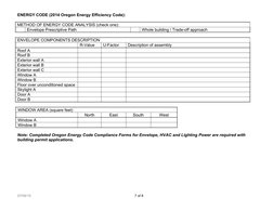 ENERGY CODE (2014 Oregon Energy Efficiency Code):
METHOD OF ENERGY CODE ANALYSIS (check one):
Envelope Prescriptive Path
Whol