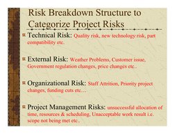 Risk Breakdown Structure to 
Categorize Project Risks
Technical Risk: Quality risk, new technology risk, part 
compatibility