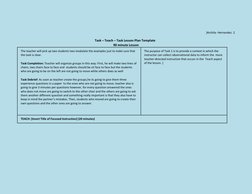 }Archila- Hernandez. 2 
 
Task – Teach – Task Lesson Plan Template  
90 minute Lesson  
The teacher will pick up two stud