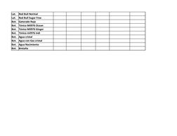 Lat.
Red Bull Normal
Lat.
Red Bull Sugar Free 
Bot.
Gatorade Rojo
Bot.
Tónica Mil976 Ocean
Bot.
Tónica Mil976 Ginger
Bot.
Tón