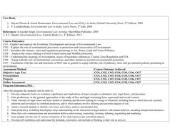 Text Book:  
1. Shyam Diwan & Armin Rosencranz, Environmental Law and Policy in India, Oxford University Press, 2nd Edition,
