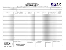 SSS R-1A Employment Report Form | PDF | Employment | Identity Document