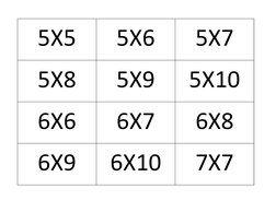 5X5
5X6
5X7
5X8
5X9
5X10
6X6
6X7
6X8
6X9
6X10
7X7
