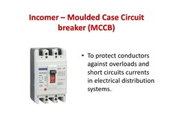 Incomer 
Incomer –– Moulded
Moulded Case Circuit 
Case Circuit 
breaker (MCCB)
breaker (MCCB)
Incomer 
Incomer –– Moulded
Mou