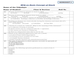 MCQ on Basic Concept of Stack
Name of the Vidyalaya: ___________________________________________
Name of Student: ___________