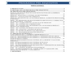 PROGRAMAS PRE-REQUISITOS  
ÍNDICE GENERAL