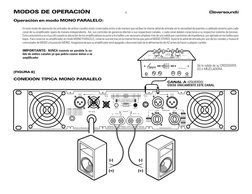 Operación en modo MONO PARALELO:
En este modo de operación las entradas de ambos canales están conectadas entre sí de manera
