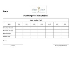 Pools Check List Daily Swimming Pool Maintenance Log | PDF | Swimming Pool | Pump