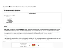 Luria Sequence Test for Frontal Assessment | PDF | Executive Functions ...