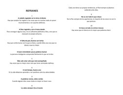 REFRANES
1
A caballo regalado no le mires el diente
Hay que aceptar los regalos o las cosas que no cuestan nada sin poner
inc