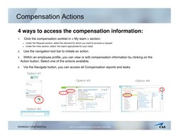 Compensation Actions
4 ways to access the compensation information:
1.
Click the compensation worklet in « My team » section.