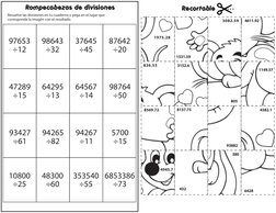 Rompecabezas de divisiones
Recortable
Resuelve las divisiones en tu cuaderno y pega en el lugar que 
corresponda la imagén co