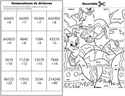 Rompecabezas de divisiones
Recortable
Resuelve las divisiones en tu cuaderno y pega en el lugar que 
corresponda la imagén co