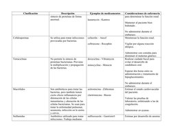 Clasificación
Descripción
Ejemplos de medicamentos
Consideraciones de enfermería
síntesis de proteínas de forma 
anormal.
kan