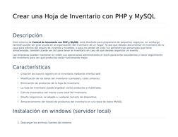 Sistema de Inventario PHP y MySQL Gratis | PDF | Mi sql | Bases de datos