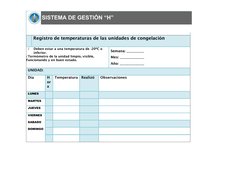 Registro de temperaturas de las unidades de congelación 
√ 
Deben estar a una temperatura de -20ºC o 
inferior. 
√ Te