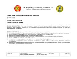 Financial Accounting Course Syllabus | PDF | Debits And Credits ...