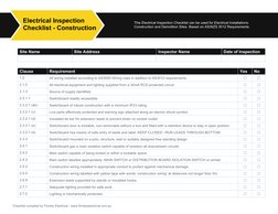 Checklist compiled by Finnley Electrical - www.finnleyelectrical.com.au 
       Electrical Inspection  
      Checklist - Con