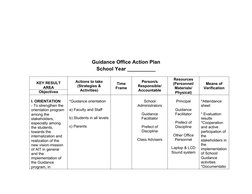 School Guidance Action Plan Overview | PDF | School Counselor | Teachers