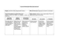 Plan de Intervención Psicológica Escolar | PDF | Informática