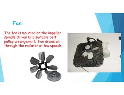 Fan
The fan is mounted on the impeller 
spindle driven by a suitable belt 
pulley arrangement.  Fan draws air 
through the ra