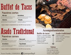 Punto Parrilla | 3316925935 | 
/puntoparrillagdl
Buffet de Tacos
Nuestros cortes
Rib eye
de la res. Un deleite al paladar.
Ar