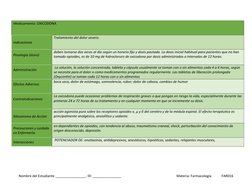 Medicamento: OXICODONA 
Indicaciones
Tratamiento del dolor severo.
Posología (dosis)
deben tomarse dos veces al día según un