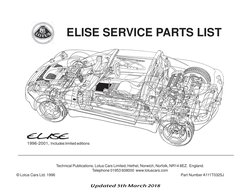 英語版Lotus Elise サービスパーツリスト原本 Lotus Elise Service Parts List | PDF | Trunk (Car) | Motor Vehicle