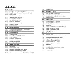 Lotus Elise Service Parts List | PDF | Trunk (Car) | Motor Vehicle