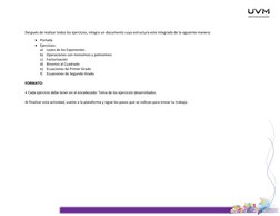 Después de realizar todos los ejercicios, integra un documento cuya estructura este integrada de la siguiente manera: