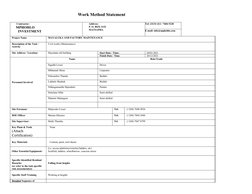 Work Method Statement 
          Contractor:
         MPHOHLO