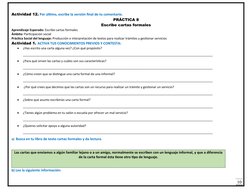 10
Actividad 12. Por último, escribe la versión final de tu comentario.  
PRÁCTICA 8
Escribe cartas formales
Aprendizaje Espe