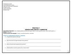 5
Antología de cuentos 
Lectura pública de cuentos 
Copias de cuentos para la biblioteca 
Periódico Escolar 
Gaceta comunitar