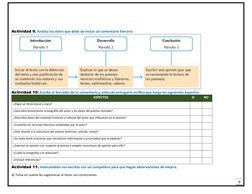 9
Actividad 9. Analiza los datos que debe de incluir un comentario literario 
Actividad 10. Escribe el borrador de tu comenta