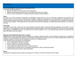 Recuperación 
NOS PREPARAMOS PARA CONOCER UNA BIBLIOTECA. 
La intención de esta actividad es:

Retomar las ideas de los niño