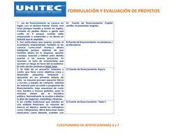 FORMULACIÓN Y EVALUACIÓN DE PROYETOS 
CUESTIONARIO DE APOYO S