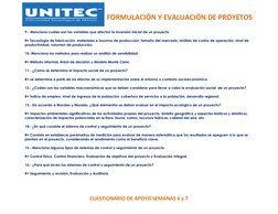 FORMULACIÓN Y EVALUACIÓN DE PROYETOS 
CUESTIONARIO DE APOYO S