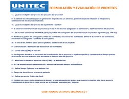 FORMULACIÓN Y EVALUACIÓN DE PROYETOS 
CUESTIONARIO DE APOYO S