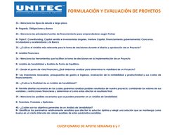 FORMULACIÓN Y EVALUACIÓN DE PROYETOS 
CUESTIONARIO DE APOYO S