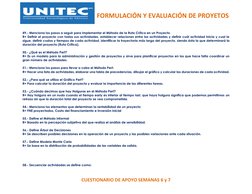 FORMULACIÓN Y EVALUACIÓN DE PROYETOS 
CUESTIONARIO DE APOYO S