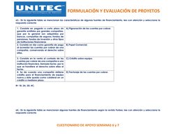 FORMULACIÓN Y EVALUACIÓN DE PROYETOS 
CUESTIONARIO DE APOYO S